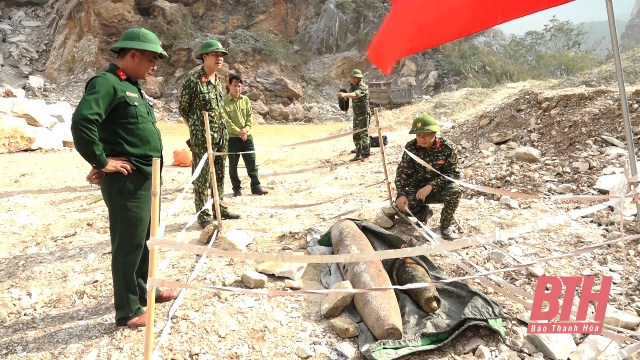 Bộ CHQS tỉnh Thanh Hóa tiêu hủy thành công quả bom nặng 500 Bảng Anh
